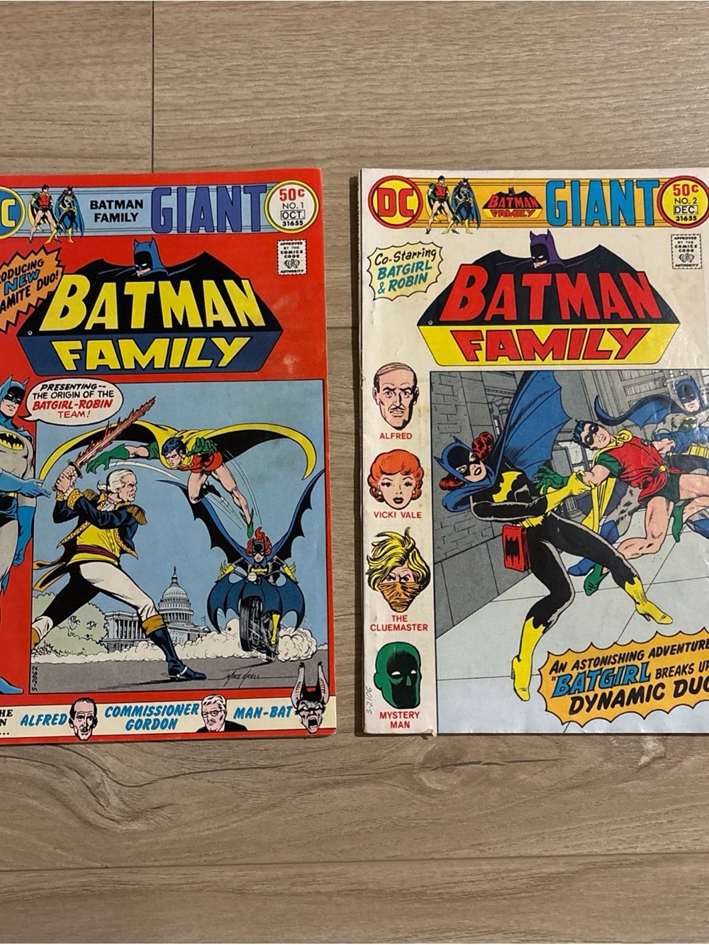 Batman Family #1 & #2 (1975) Batgirl Cluemaster Mysteryman Giant Fox DC set of 2